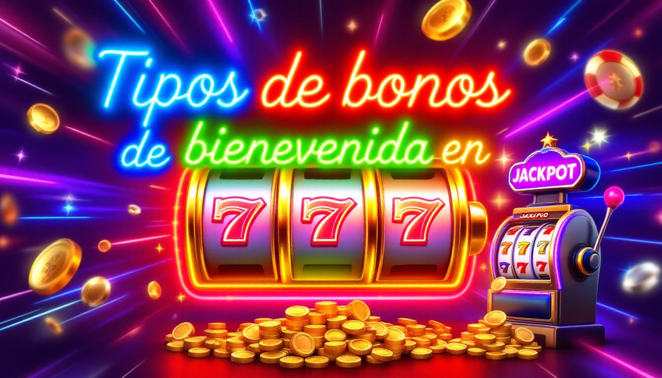 Tipos de bonos de bienvenida en casinos online, incluyendo promociones y tragaperras.